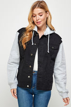 Load image into Gallery viewer, Women's Denim  Jacket with Fleece Hoodies