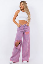 Load image into Gallery viewer, Vintage Ripped Wide Leg jean in Mineral Pink