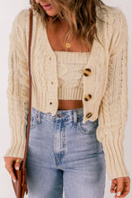 Load image into Gallery viewer, Cable-Knit Cropped Cardigan and Cami Set