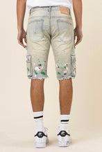 Load image into Gallery viewer, HAND PAINTED MULTI CARGO DENIM SHORTS
