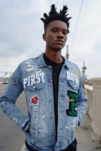 Load image into Gallery viewer, Varsity Denim Jacket
